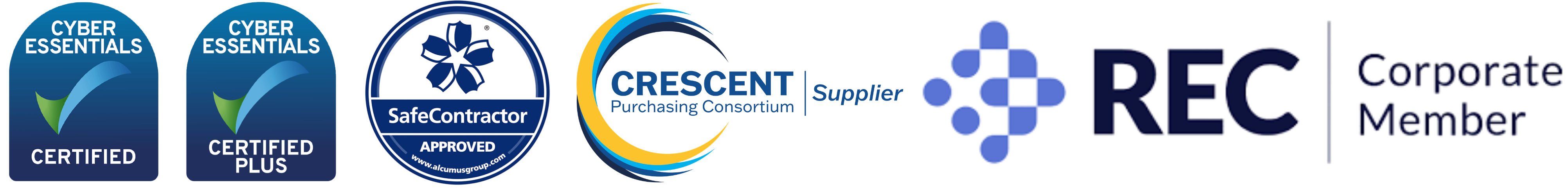 Cyber Essentials Certified, Cyber Essentials Plus Certified, Crescent Purchasing Consortium Supplier, REC Corporate Membera
