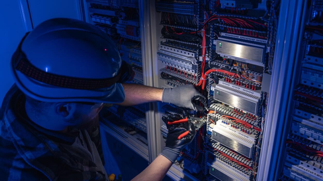 Structural cabling installation inside modern data centres with organised fibre and rack systems